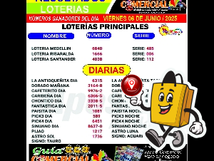 RESUALTADOS DE LAS LOTERIAS / COLOMBIA